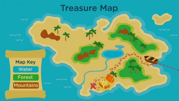 treasure map diagram of an island