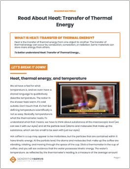 Heat: Transfer of Thermal Energy Reading Material