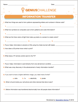 Information Transfer Printable Worksheet