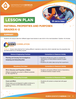 Material Properties and Purposes Lesson Plan