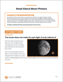 Moon & Its Phases Reading Material