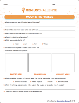 Moon & Its Phases Printable Worksheet