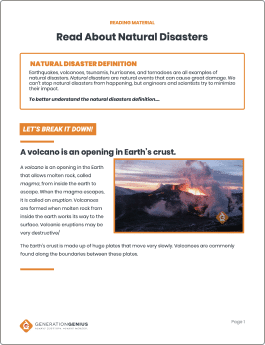 Natural Disasters Reading Material