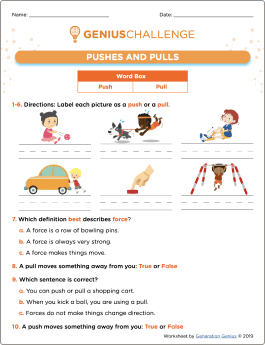 Pushes and Pulls Printable Worksheet