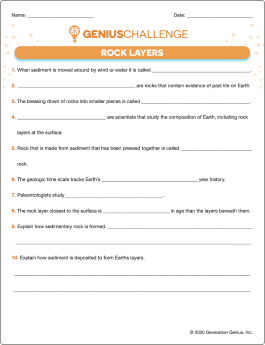 Rock Layers (Geologic Time) Printable Worksheet