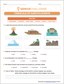 Timescale of Earth's Events Printable Worksheet