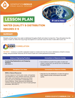 Water Quality & Distribution Lesson Plan