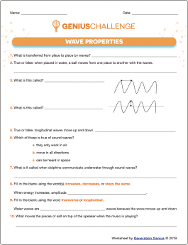 Wave Properties Printable Worksheet