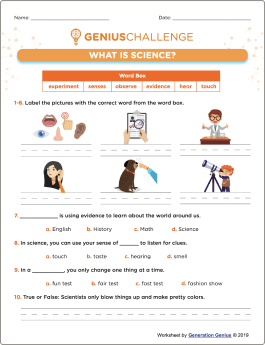 What Is Science? (K-2 Version) Printable Worksheet