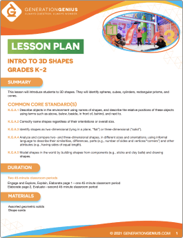 Intro to 3D Shapes Lesson Plan
