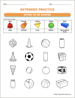 Intro to 3D Shapes Printable Worksheet