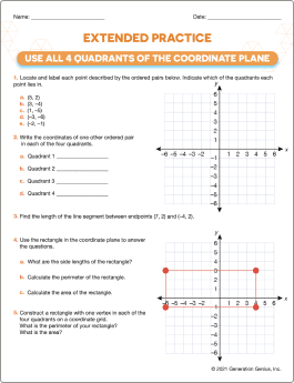 Use All 4 Quadrants of the Coordinate Plane Word Problems