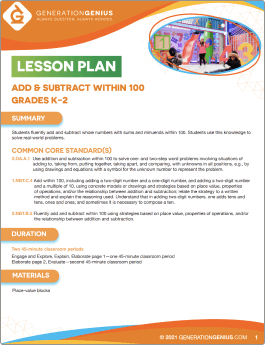 Add & Subtract Within 100 Lesson Plan