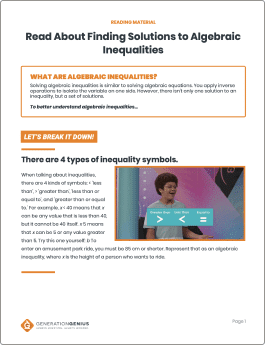 Find Solutions to Algebraic Inequalities Reading Material