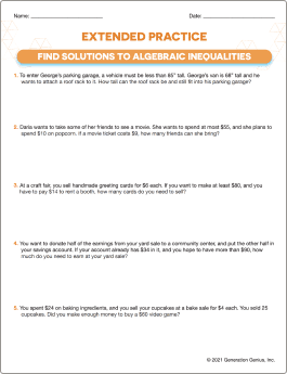 Find Solutions to Algebraic Inequalities Word Problems