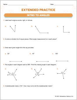 Intro to Angles Printable Worksheet