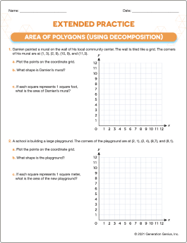 Area of Polygons (Using Decomposition) Word Problems