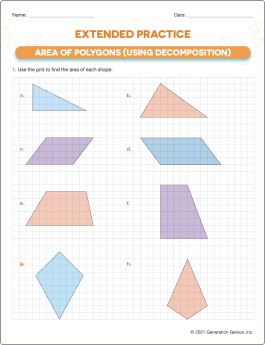Area of Polygons (Using Decomposition) Printable Worksheet