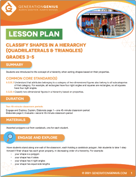 Classify Shapes in a Hierarchy (Quadrilaterals & Triangles) Lesson Plan