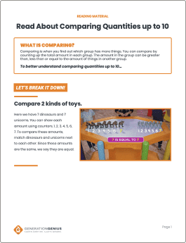 Comparing Quantities up to 10 Reading Material