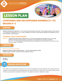 Composing & Decomposing Numbers (11-19) Lesson Plan