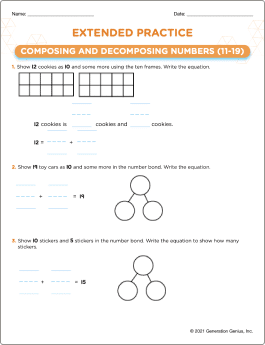 Composing & Decomposing Numbers (11-19) Printable Worksheet