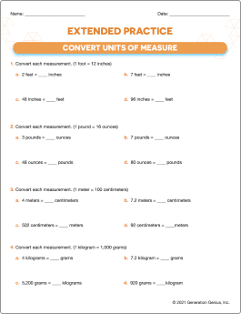 Convert Units of Measurement Word Problems