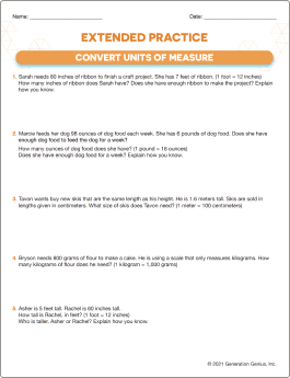 Convert Units of Measurement Printable Worksheet