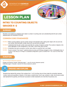 Intro to Counting Objects Lesson Plan