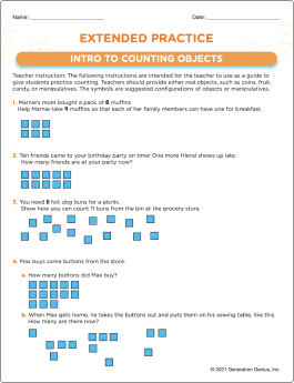 Intro to Counting Objects Printable Worksheet