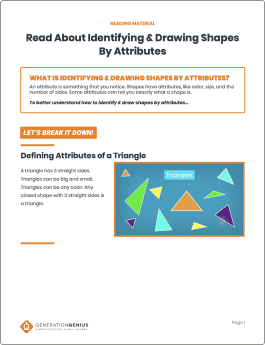 Identify & Draw Shapes By Attributes Reading Material
