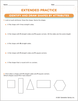 Identify & Draw Shapes By Attributes Word Problems
