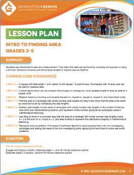 Intro to Finding Area Lesson Plan