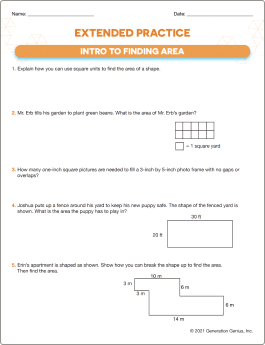 Intro to Finding Area Printable Worksheet