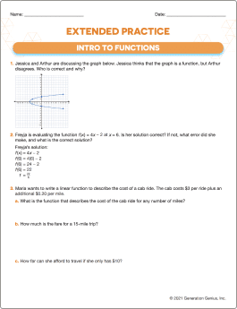 Intro to Functions Word Problems