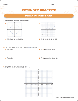 Intro to Functions Printable Worksheet