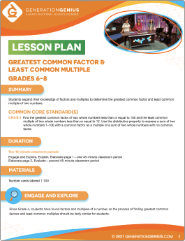 Greatest Common Factor & Least Common Multiple Lesson Plan