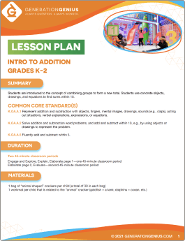 Intro to Addition Lesson Plan