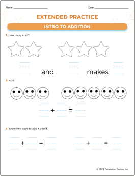 Intro to Addition Printable Worksheet