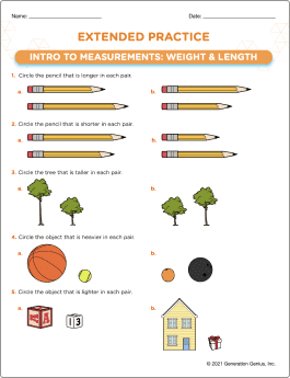 Intro to Measurements: Weight & Length Printable Worksheet