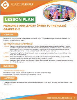 Measure & Add Length (Intro to the Ruler) Lesson Plan