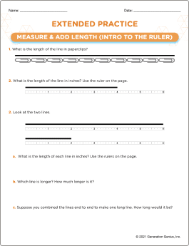 Measure & Add Length (Intro to the Ruler) Word Problems