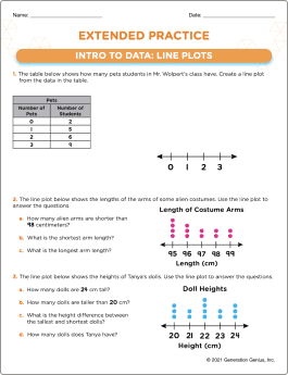 Intro to Data: Line Plots Word Problems