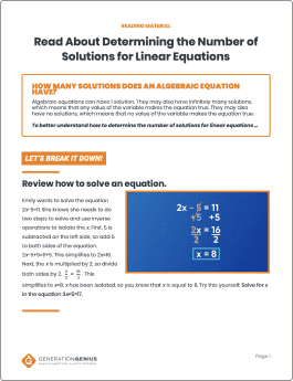 Determine The Number of Solutions for Linear Equations Reading Material