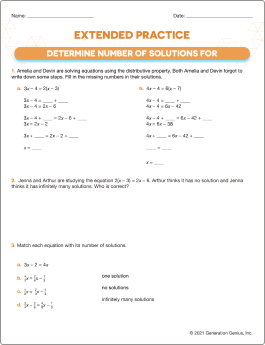 Determine The Number of Solutions for Linear Equations Word Problems