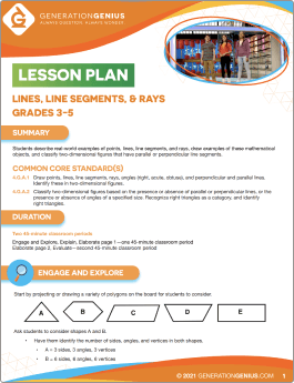 Lines, Line Segments, & Rays Lesson Plan