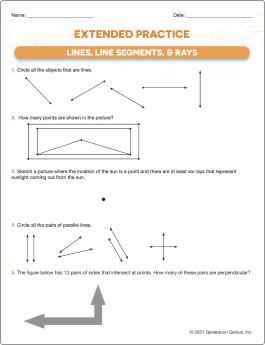 Lines, Line Segments, & Rays Printable Worksheet