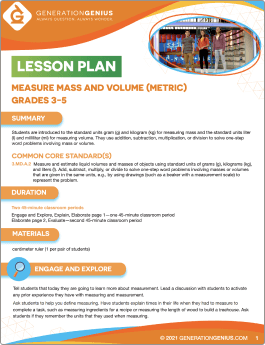 Measure Mass & Volume (Metric System) Lesson Plan