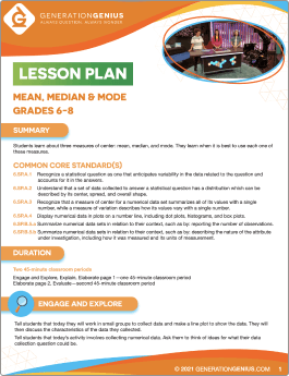 Mean, Median & Mode Lesson Plan