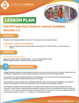 Multiplying Fractions by Whole Numbers Lesson Plan